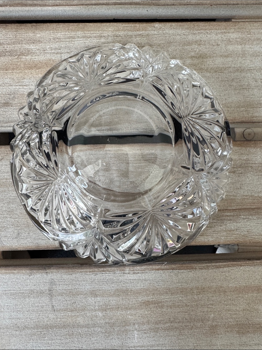 VTG Anna Hutte Germany Lead Crystal Covered Candy Dish - Clear & Cobalt Blue - Picture 4 of 8